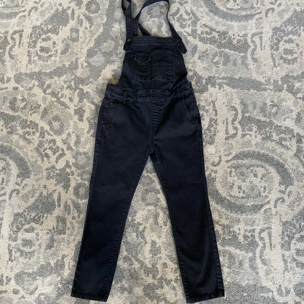 Black Free People skinny overalls